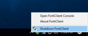 forticlient not connecting windows 10